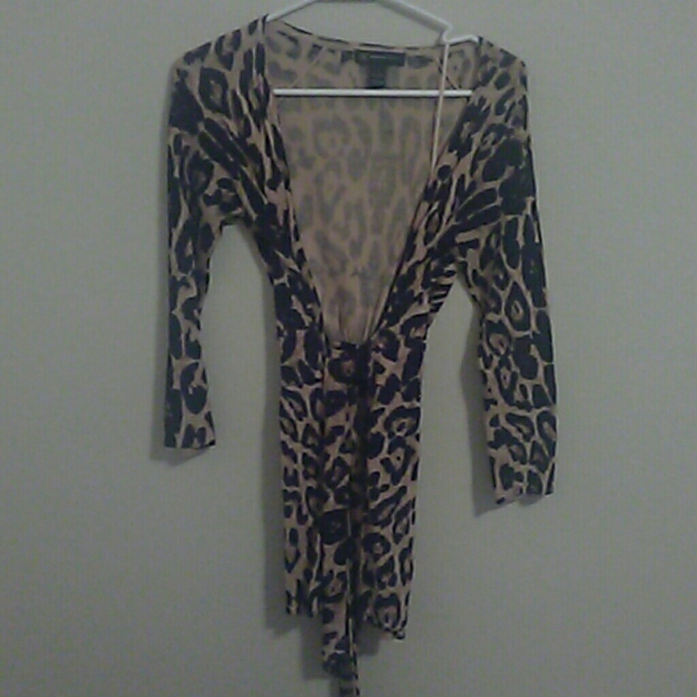Animal print wrap cardigan